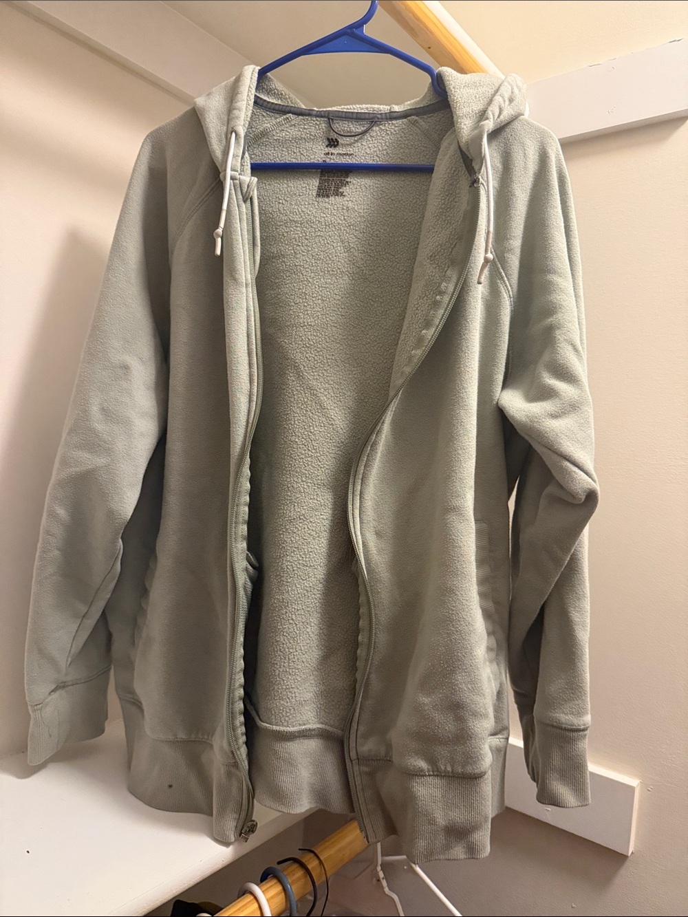 all in motion sage green hooded fleece jacket